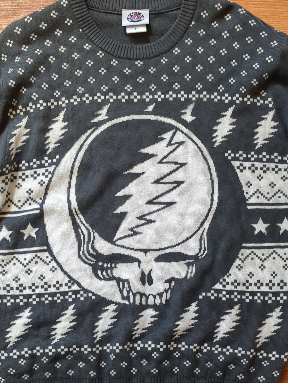Grateful Dead Steal Your Face Fair Isle Holiday Knit Sweater Ripple Junction L - Picture 3 of 9